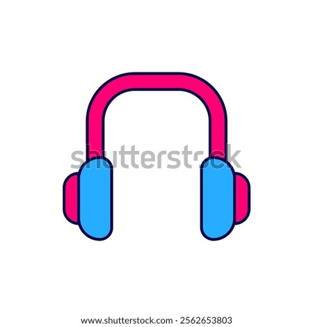 Filled outline Winter headphones icon isolated on white background. Earmuffs sign.  Vector