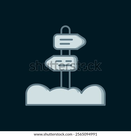 Line Road traffic sign. Signpost icon isolated on black background. Pointer symbol. Street information sign. Direction sign. Flat filled outline style with shadow. Vector