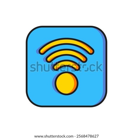 Color Wi-Fi wireless internet network symbol icon isolated on white background. Flat filled outline style with shadow. Vector