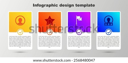 Set Create account screen, Head hunting, Location marker and . Business infographic template. Vector