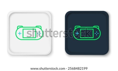 Line Portable video game console icon isolated on white background. Gamepad sign. Gaming concept. Colorful outline concept. Vector