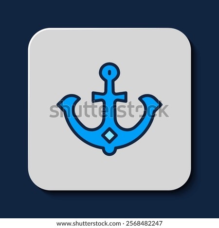 Filled outline Anchor icon isolated on blue background.  Vector