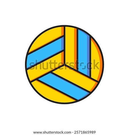 Color Volleyball ball icon isolated on white background. Sport equipment. Flat filled outline style with shadow. Vector