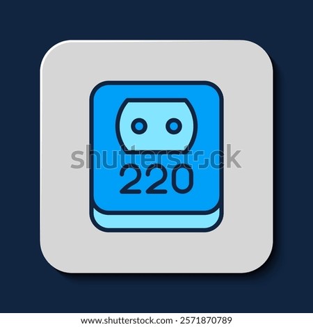 Filled outline Electrical outlet icon isolated on blue background. Power socket. Rosette symbol.  Vector