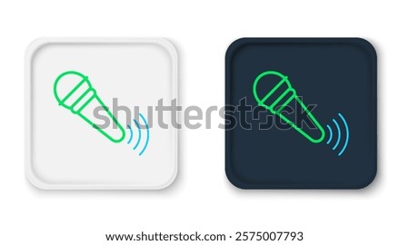 Line Wireless microphone icon isolated on white background. On air radio mic microphone. Speaker sign. Colorful outline concept. Vector