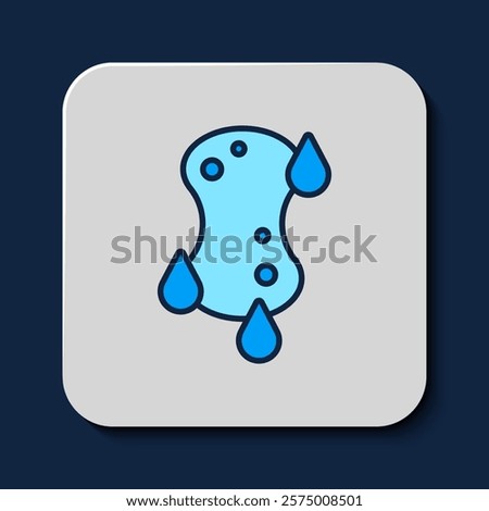 Filled outline Sponge icon isolated on blue background. Wisp of bast for washing dishes. Cleaning service logo.  Vector