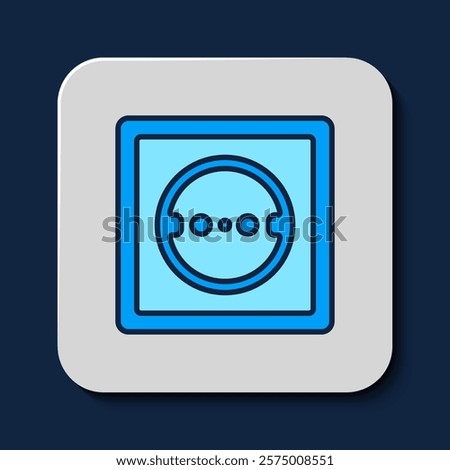 Filled outline Electrical outlet icon isolated on blue background. Power socket. Rosette symbol.  Vector