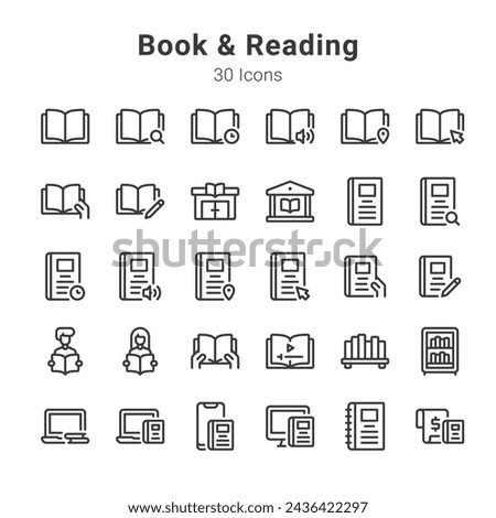 book and reading icons collection