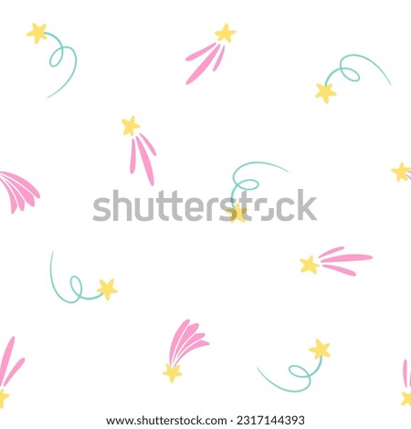 Multicolor seamless pattern with shooting stars