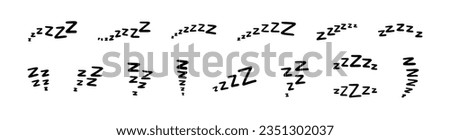 A set of doodle lettering zzz's. Illustration of sniffing, sleeping, snoring. Vector illustration drawn by hand. 