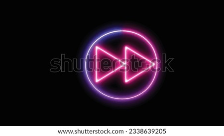 Neon glowing forward button. Fast-forward button with neon circle