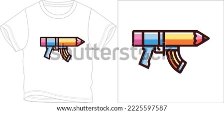 pencil gun.t shirt graphic design vector illustration 