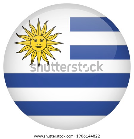 Uruguay round flag glossy icon.