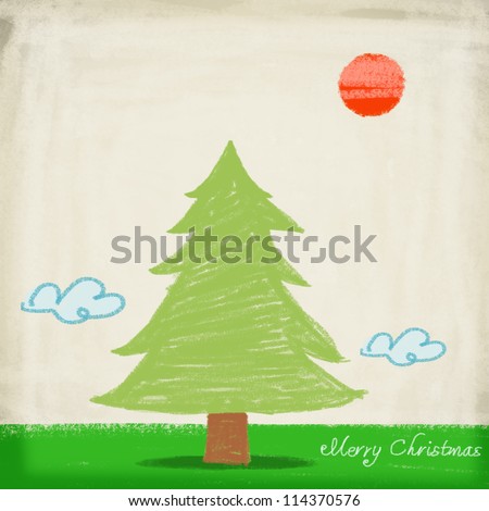 christmas card ,christmas tree painting