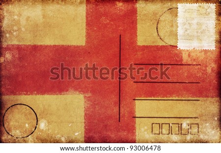 England flag on old postcard ,retro style