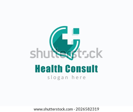 health consult logo creative design concept chat solution doctor clinic plus