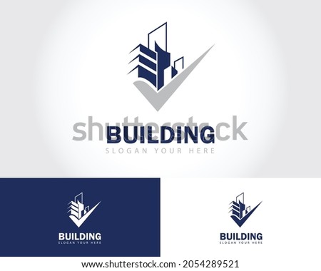 building check logo creative city skyline apartment