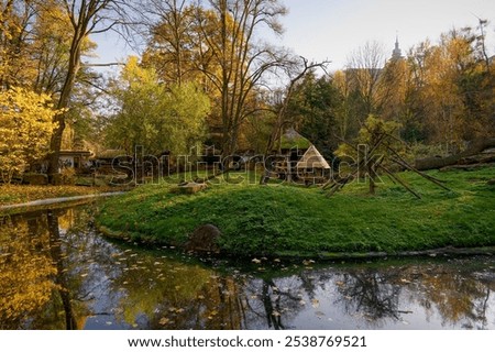 Similar – Image, Stock Photo Leaves and haze on the water against the light