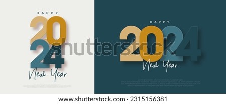 Simple and Clean Design Happy New Year 2024. With Colorful Numbers Bright Certor Premium Background for Banners, Posters or Calendar.