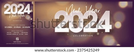 Happy new year background design. With white 2024 numbers on beautiful bokeh background.