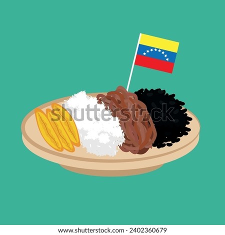 vector illustration of typical Venezuelan food, pabellon criollo