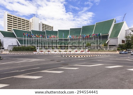 BANGKOK , THAILAND - July 3, 2015: United Nation ESCAP. United Nation ESCAP is located in Bangkok, one of the five regional commissions of the United Nations Economic and Social Council.