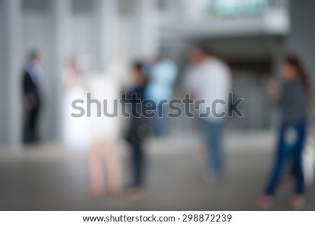 Blurred soft beautiful pre-wedding of groom , bride and Photography team vignette background.