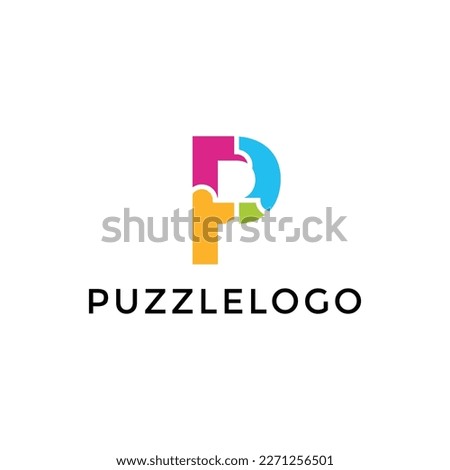 Letter P Puzzle Logo Design Element