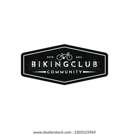 Vintage retro biking cycling club logo design with hipster drawing style