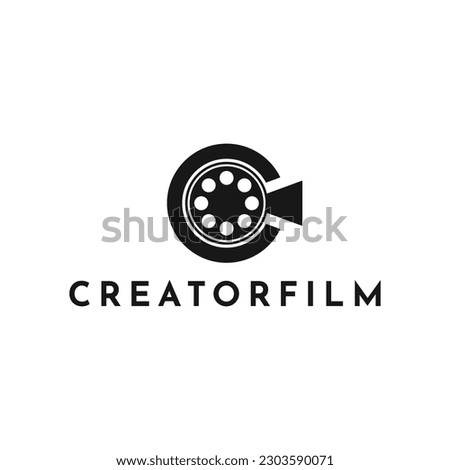 letter c creator film reel logo design idea