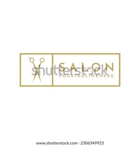 Hairdressing salon logo with scissors symbol vector illustration design, salon design with scissors logo concept