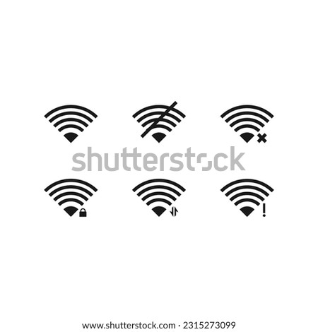 Wireless icon set, wifi icon on white background