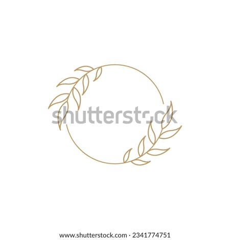 Logo Design Leaf flower with circle for wedding, logo design leaf flower ornament circle