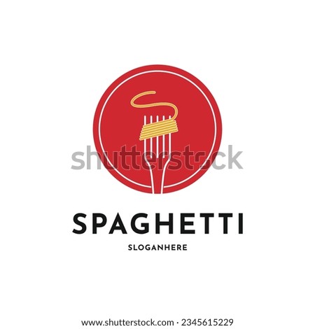 Pasta noodle logo design creative idea with circle