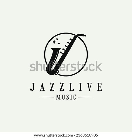 jazz live music logo design circle shape saxophone