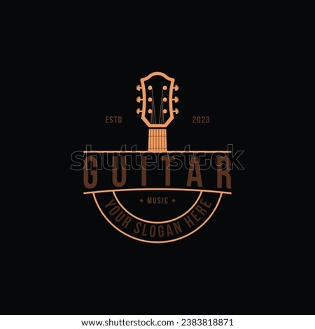 Retro style vintage guitar musical instrument logo design ideas