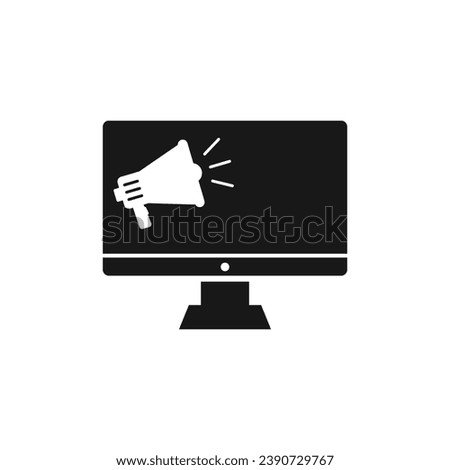 Digital marketing icon vector logo design concept with monitor and megaphone