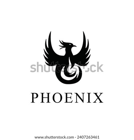 Black phoenix silhouette logo design vector template