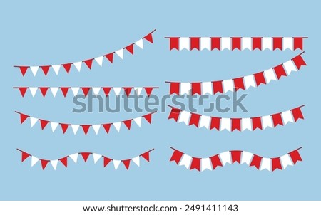 set of collection festive flag indonesia garland design template