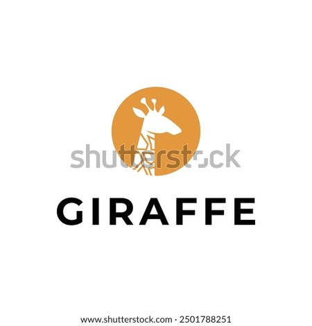 giraffe logo design silhouette style with label circle