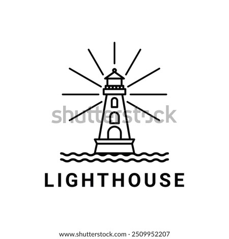 lighthouse logo design concept outline style