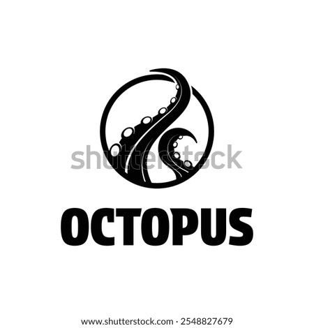 octopus tentacle kraken logo design concept idea with label circle