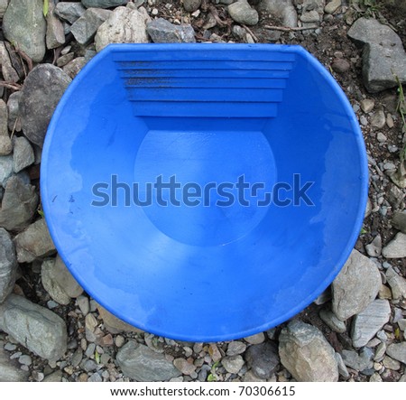 Gold pan blue plastic