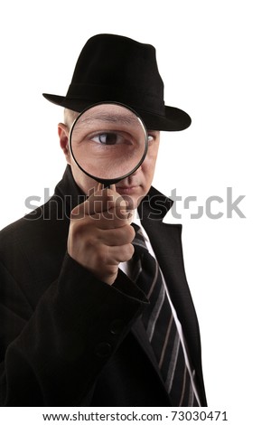 Detective Investigate With Magnifying Glass Stock Photo 73030471 ...