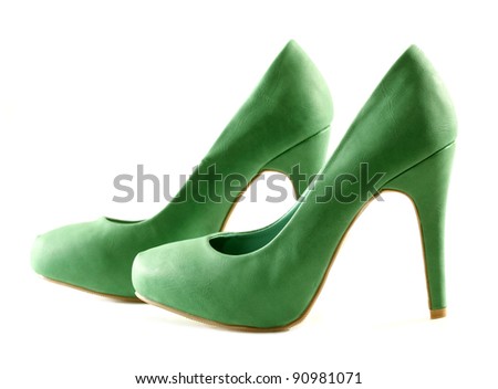 Green high heels pump shoes