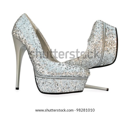 Gray sparkling high heels pump shoes
