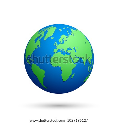 Globe with world map on white background. Vector illustration.