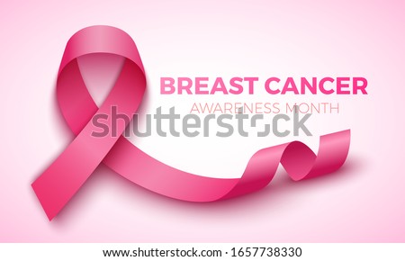 Breast cancer awareness month poster. Pink ribbon. Vector illustration.