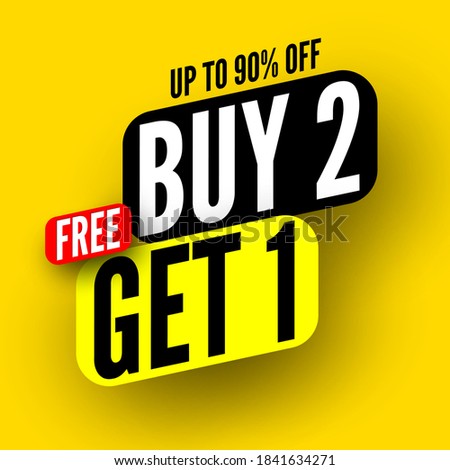 Buy 2, free get 1 sale banner. Vector illustration.