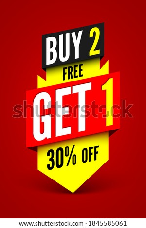Buy 2, free get 1 sale banner. Vector illustration.